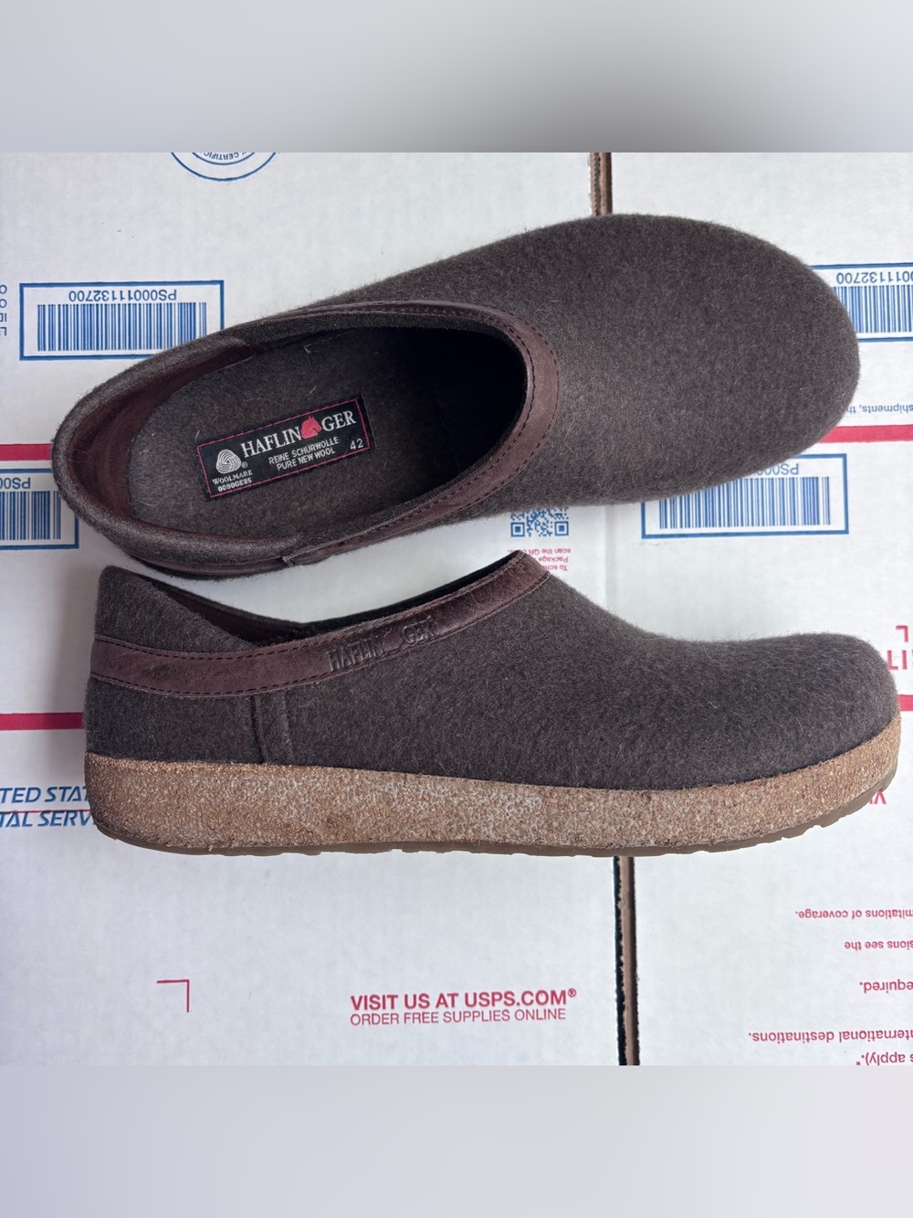 Haflinger Grizzly Wool closed heel mule Clog Sz 42 | men’s Sz 9